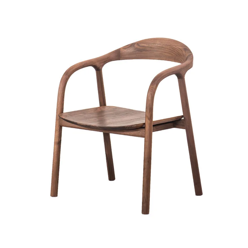 

New Chinese style, black walnut solid wood dining chair, creative Nordic simplicity and old-fashioned, study armchair