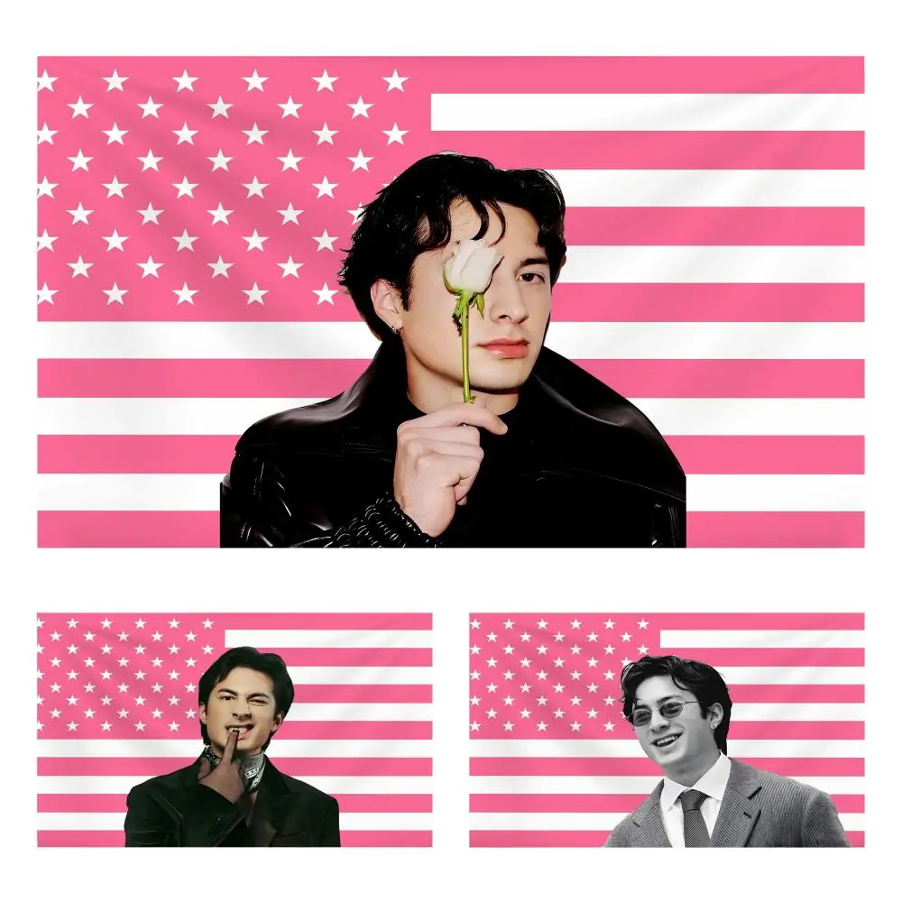 H-Hudson Williams Pink American Tapestry Decoration Art Banner Microfiber Background Bedroom Living Bar Garden Outdoor Festival