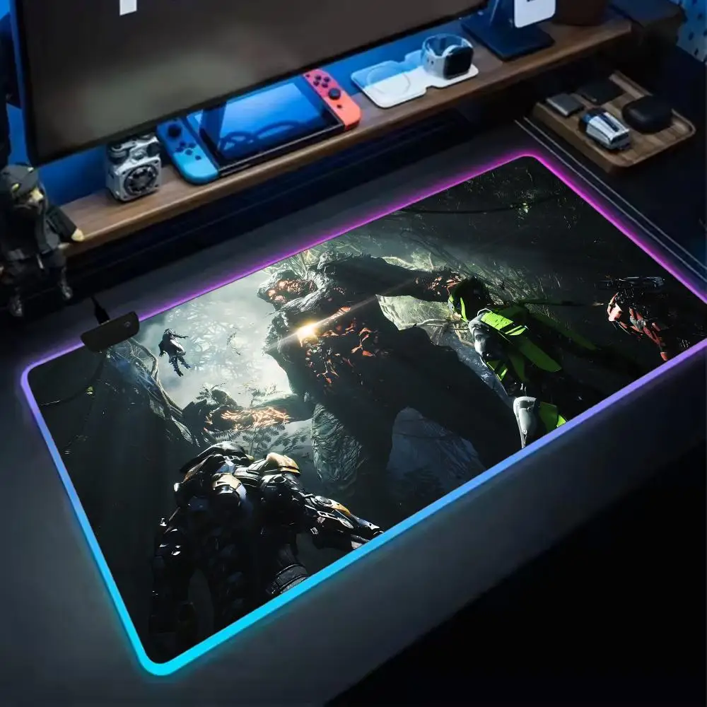 Cool A-Anthem Mouse Pad Anime Gaming Mouse Pad LED Table Pads Backlit Rubber Desktop XXL RGB Desk Mats