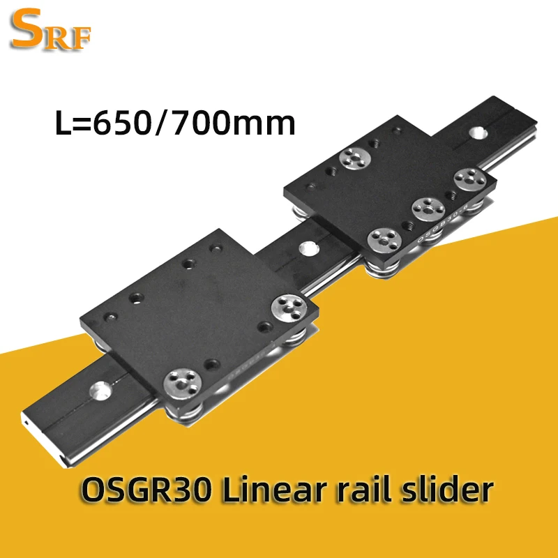 

30mm width external dual axis linear guide OSGR30 L=650/700mm Aluminum roller linear guide rail slide block OSGB30UU CNC part