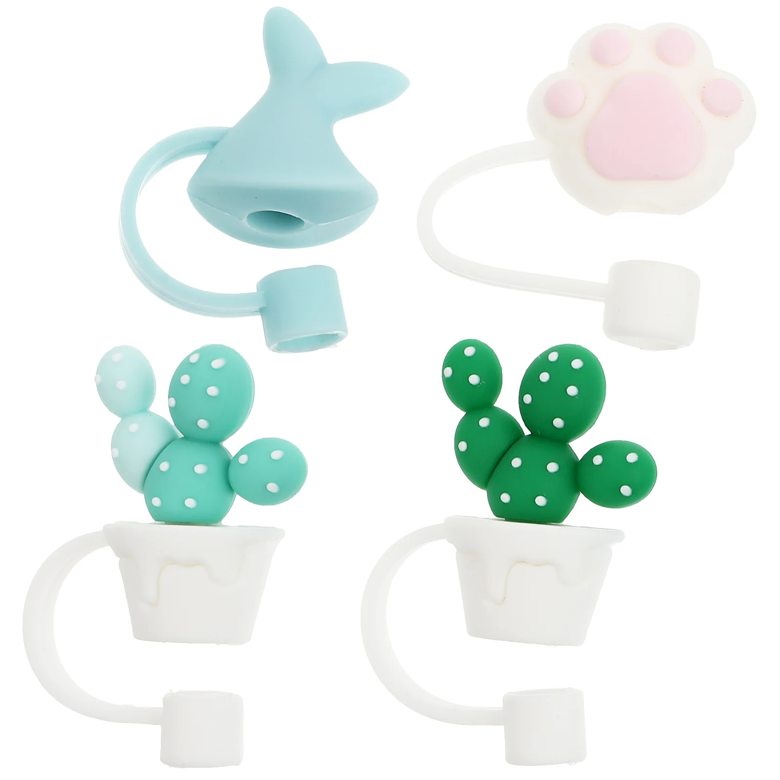 

4 Pcs Dust Plug Adorable Straw Protectors Silicone Covers Tips Eye Dropper Lovely Plugs Lightweight