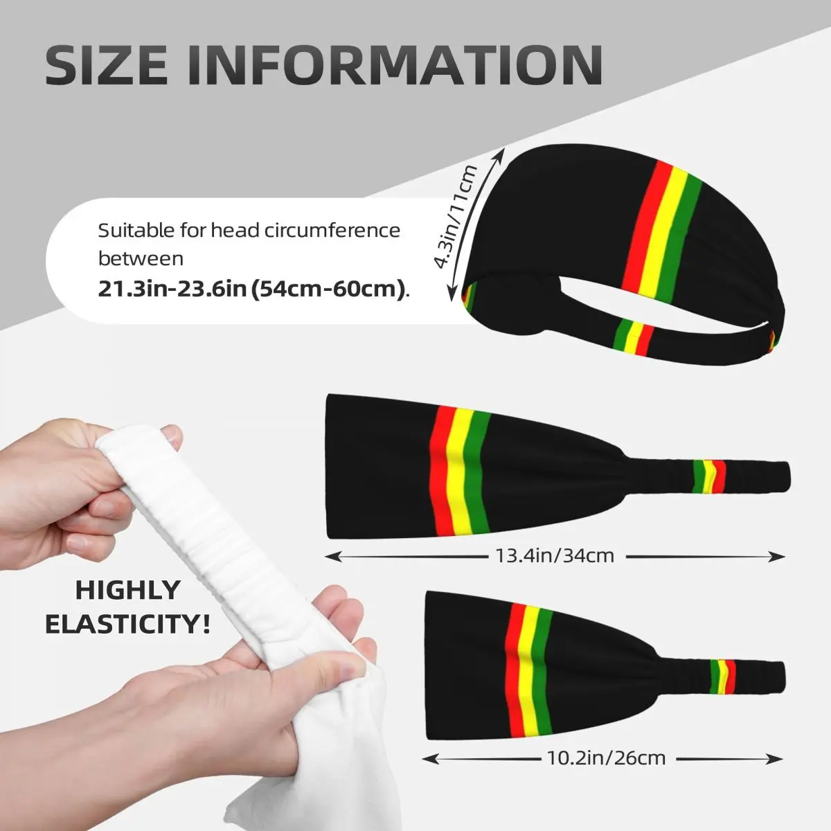 Custom Reggae Rasta Stripe Colors Pattern Workout Sweatband Women Non Slip Quick Drying Jamaican Jamaica Proud Headbands Running