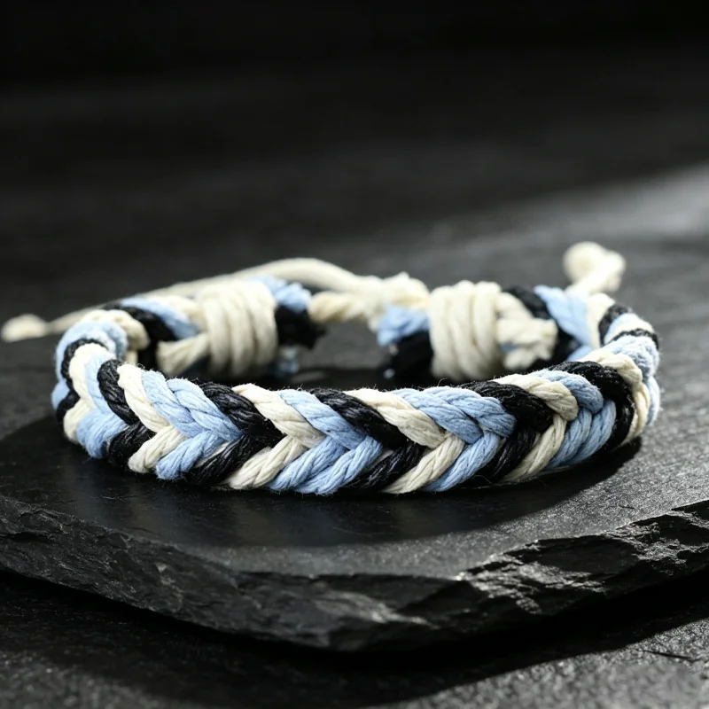 Men's Braided Rope Bracelet Adjustable Handmade Woven Cord