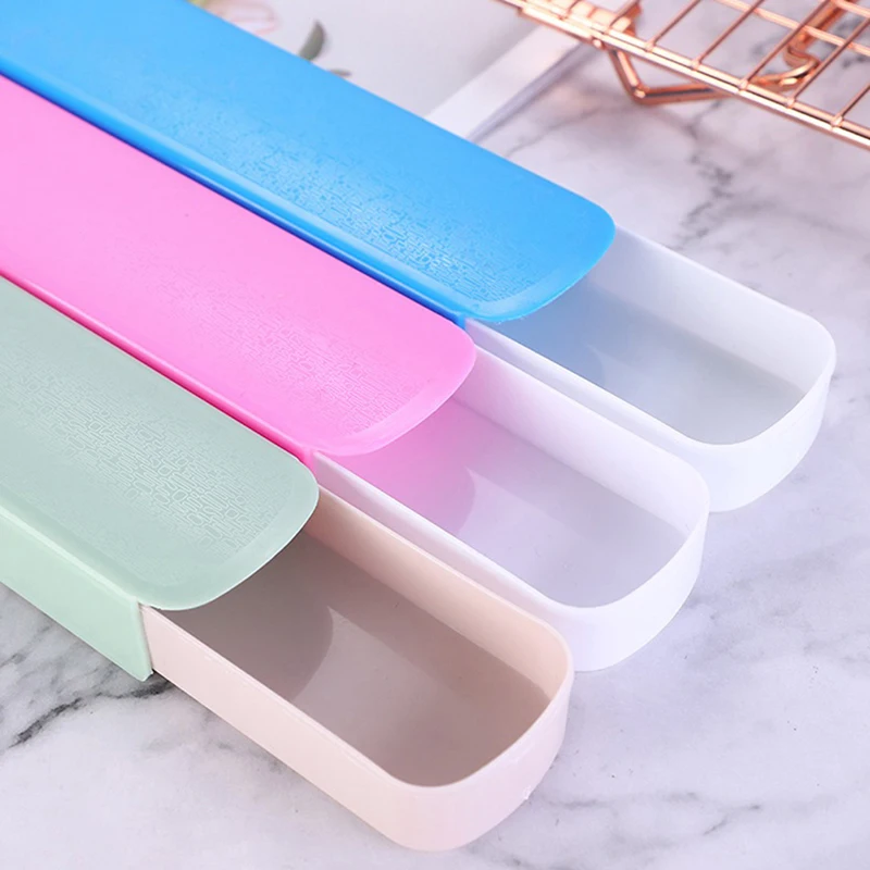 New Cutlery Straw Plastic Storage Box Household Chopsticks Fork Spoon Wheat Pull Outdoor Travel Portable Tableware Empty