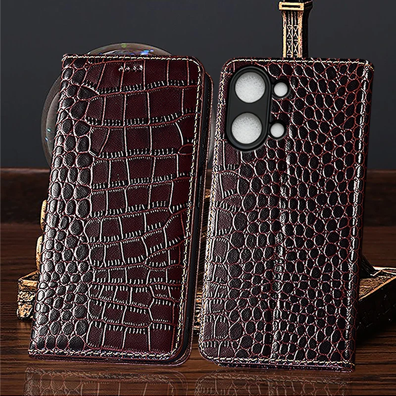 

Genuine Leather Phone Case For Redmi Turbo 3 4 5 10C 10A 12 12C 13 13C 13R 14C 14R 15 4G 5G Max Crocodile Pattern Of Flip Case