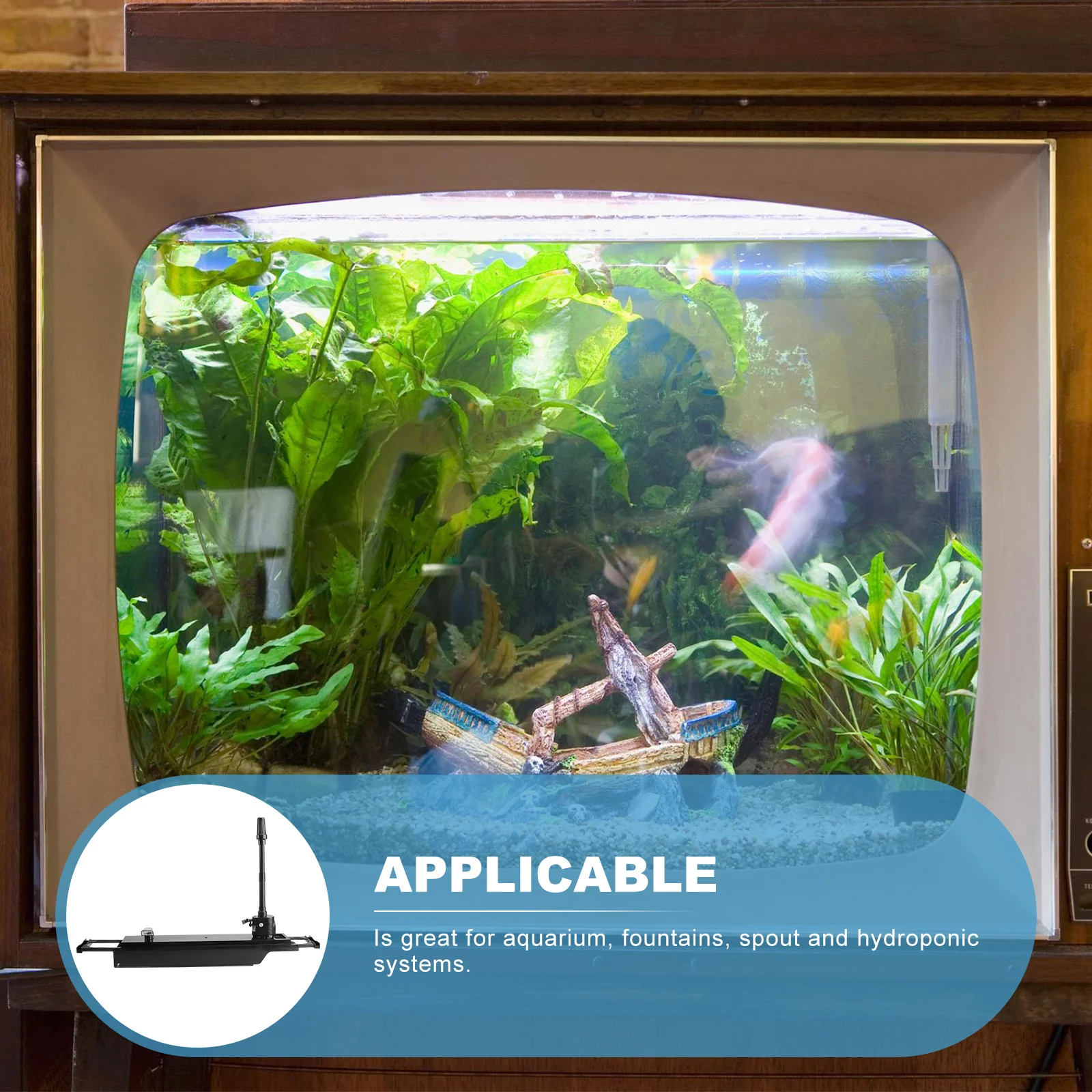 

3 in 1 Submersible Pump Filter for 53-80Cm Open Fish Tank Black Aquarium Waterfall Oxygenation System with Resin Sealing