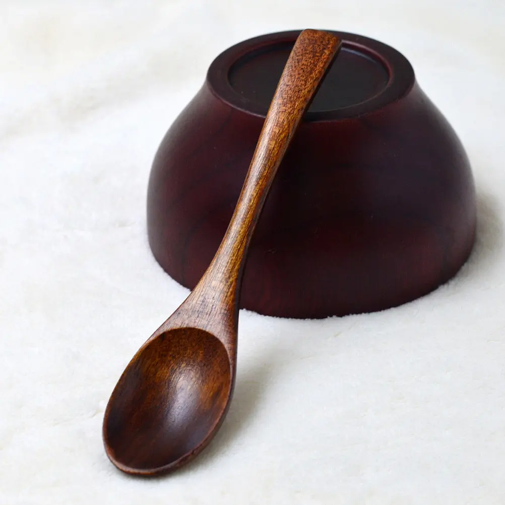 

4Pcs Natural Wood Soup Spoons Set for Adults Eco Friendly Wooden Tableware Salad Cooking Dessert Tea Coffee Serving Camping