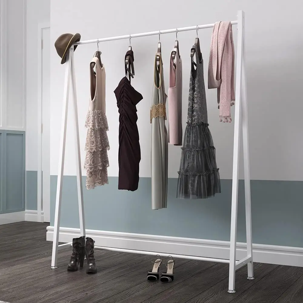 

White Metal Clothes Racks Garment Rack, Modern White Clothing Rack Free Standing Hanging Rod for Boutique Retail, Clothes Store