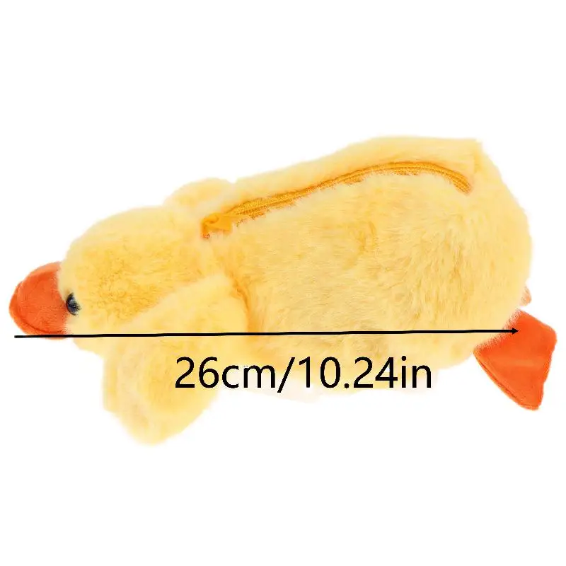 Cute Yellow Duck Plush Pencil Case Soft Stuffed Animal Pen Bag Multifunctional Stationery for Kids Students Gift