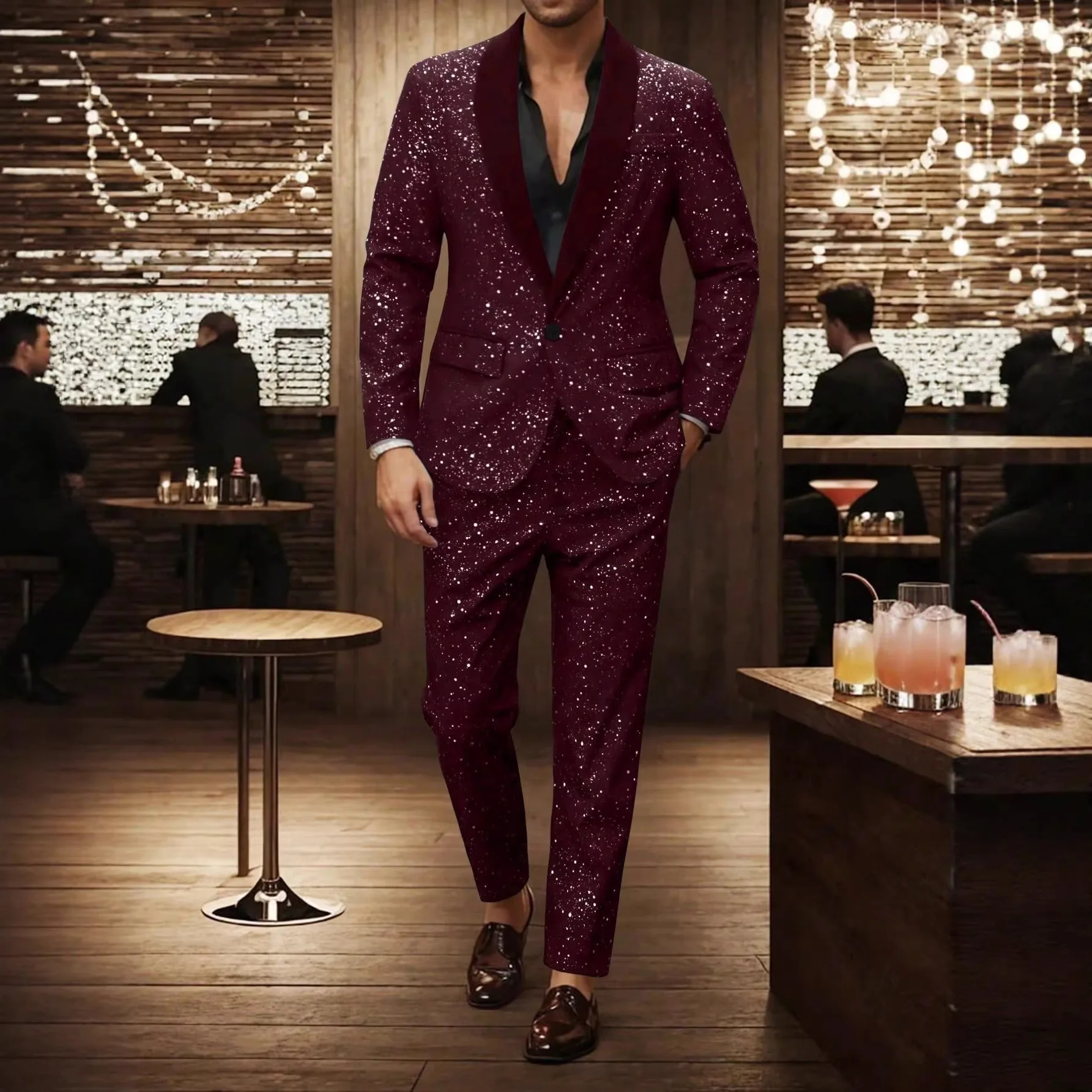 بدلة رجالية من قطعتين مزينة با - مراجعة Men'S Gothic Formal Wear وسعره