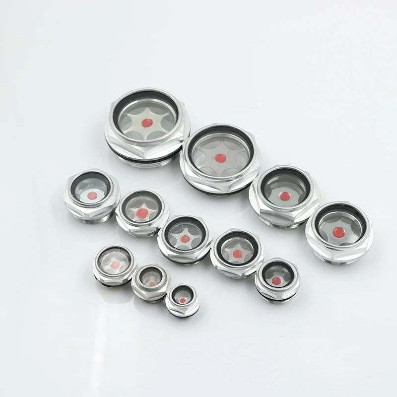 1Pc 16mm-48mm Male Threaded Metal Air Compressor Oil Level Sight Glass Aluminum Alloy Oil Window