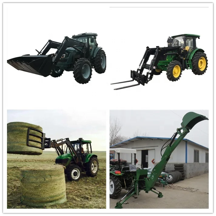 70Hp 60Hp 50Hp 40Hp Farm Wheel Tractor With Front Loader Bucket Backhoe Drill Auger Weeds Mower Cutter