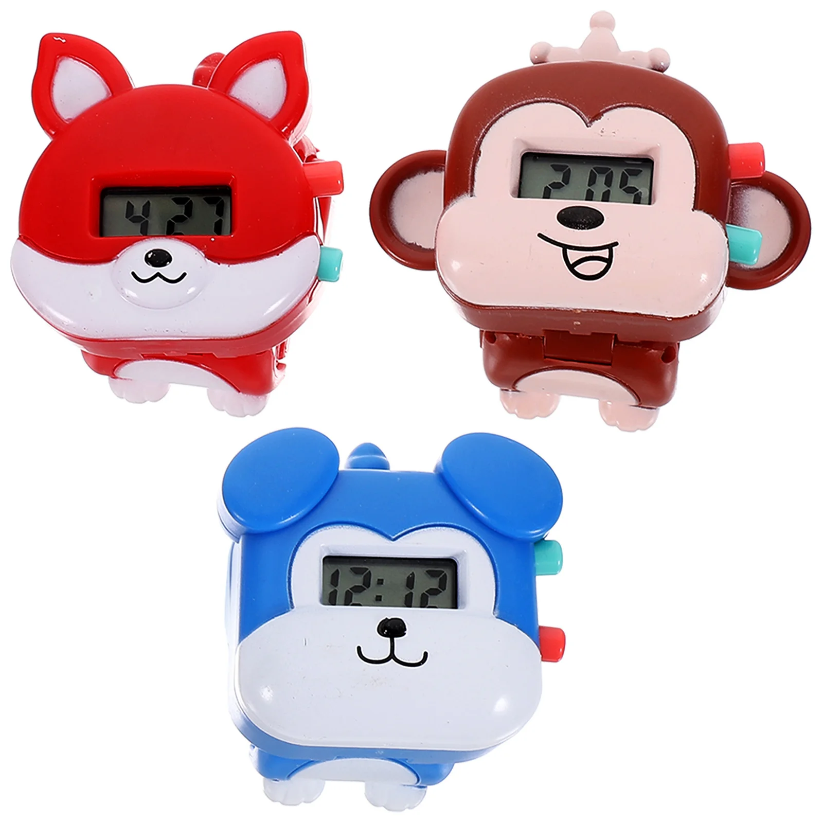 3Pcs Pet Shaped Electronic Watch Deformable Design Lightweight Wristwatch Gift for Pet Design Watch