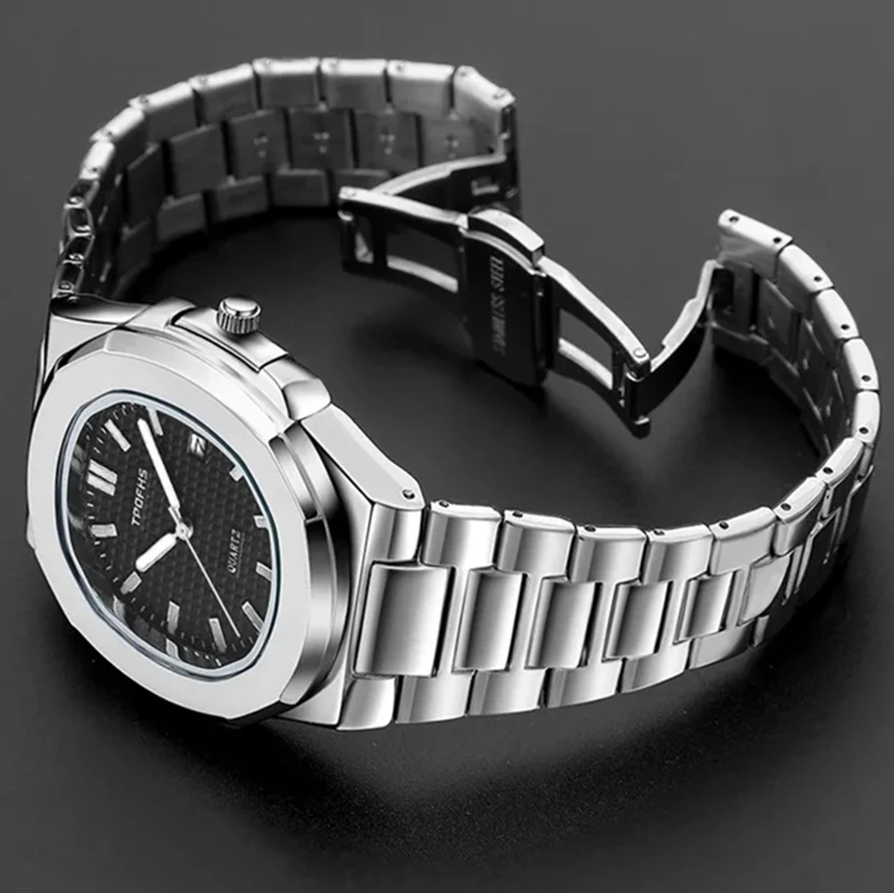 Luxury Watch Business 30M Waterproof Male Clock Luminous Date Stainless Steel Square Quartz Men Watch reloj hombre 2024 New