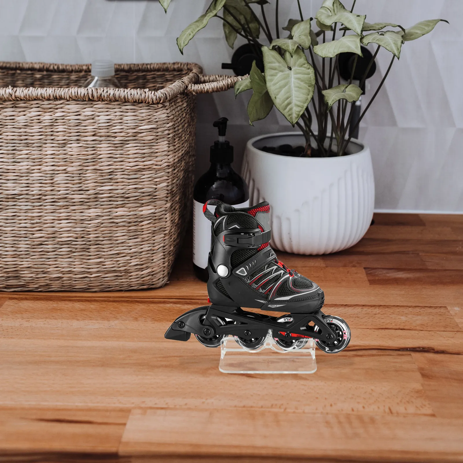 

Стойка для демонстрации роликовых коньков: Прозрачный прочный держатель из ПВХ для коньков для использования в розничных магазинах, торговых центрах, на складах