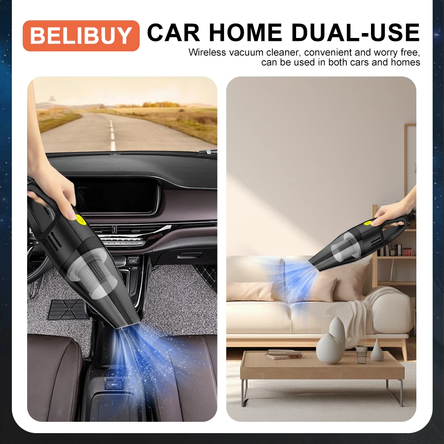 BELIBUY Aspirador de pó para carro multifuncional Máquina de limpeza doméstica de alta potência para escritório Máquina de limpeza de carpetes forte