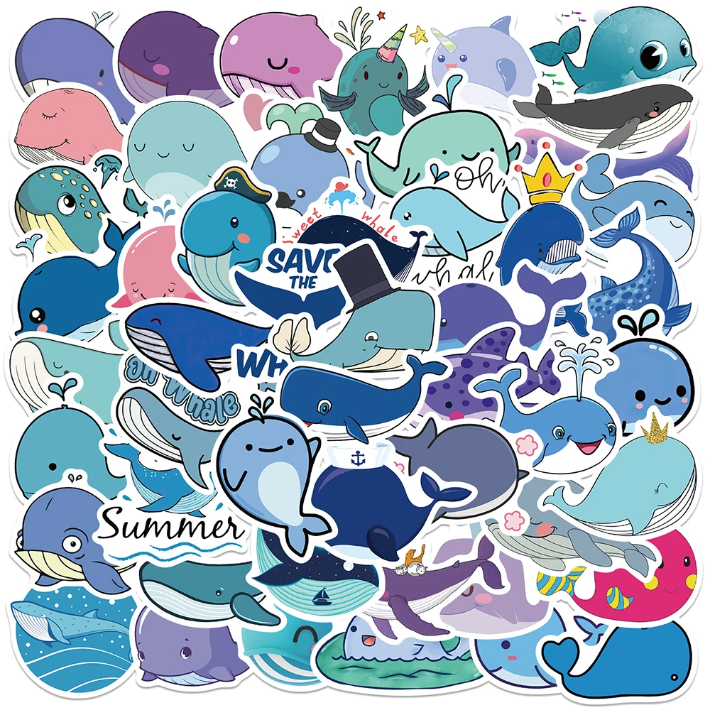 10/30/50 Stück Niedliche Meerestier-Wal-Aufkleber Kawaii Cartoon-Sticker Dekoration Schreibwaren Handy Koffer Fahrrad Aufkleber Dekoration