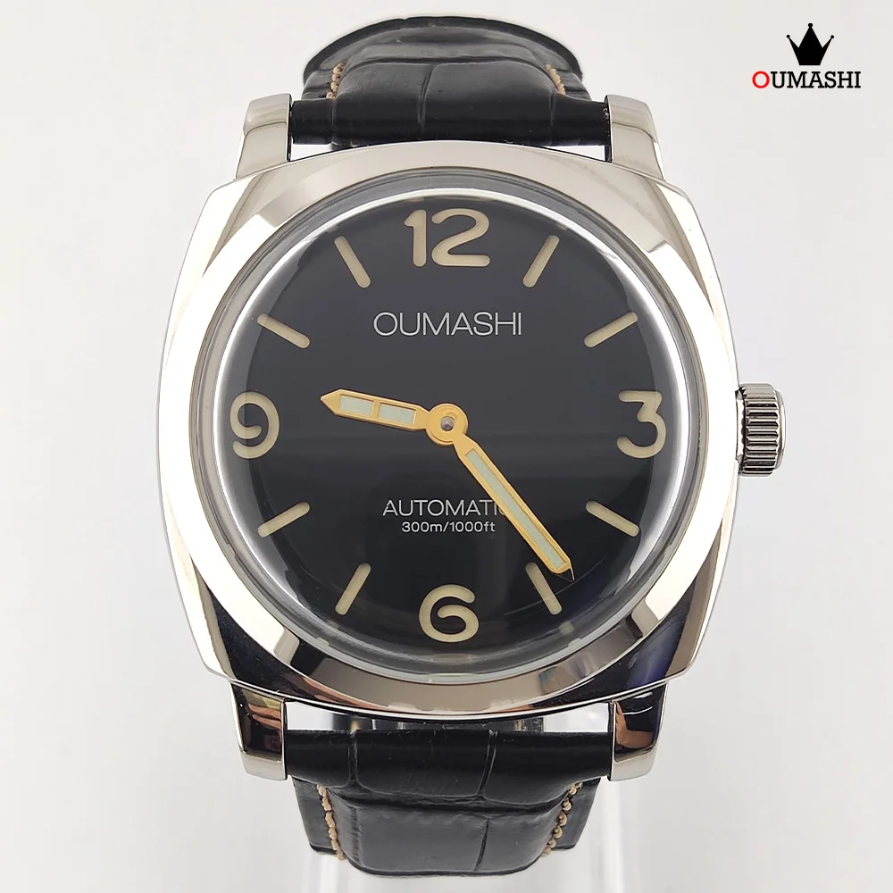 46mm Men's Watch High Quality Seagull ST3600 Manual Winding Mechanical Watch Sapphire Glass Waterproof Case Leather Strap Watch