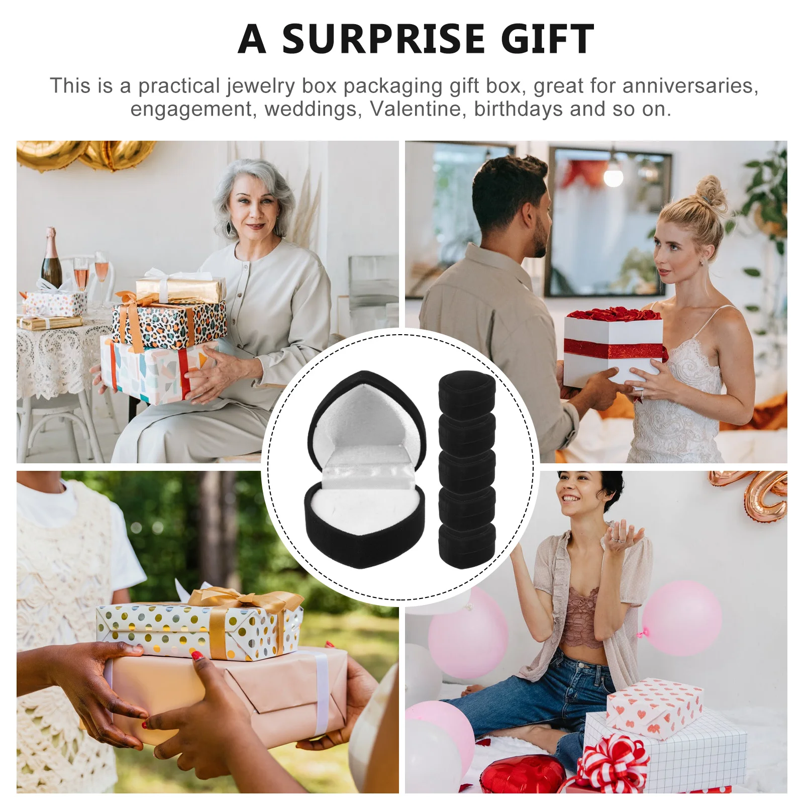 

6Pcs Small Engagement Ring Boxes Luxurious Ring Wrapping Box for Proposal Jewelry Gift Display Storage Earring Box Gift