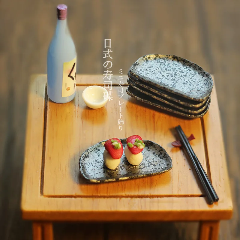 1:12 Ob11 Miniaturized Japanese Irregular-shaped Dish Model Toy Doll House Accessories Simulation Mini Sushi Plate Ornament