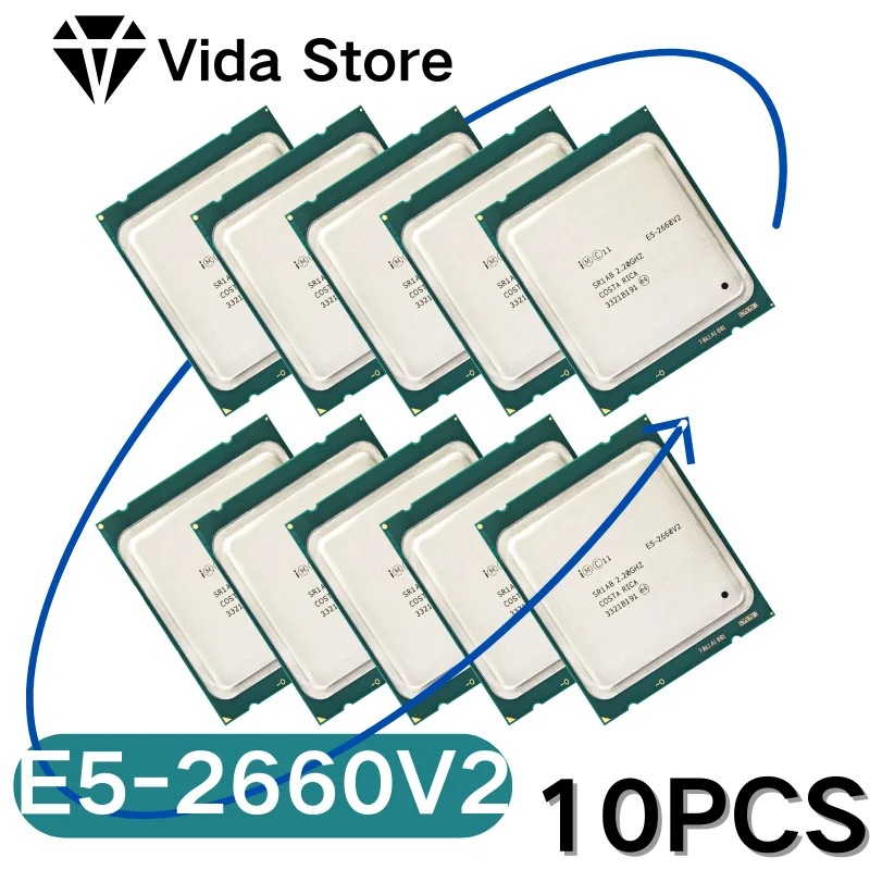 

10 PCS Xeon E5 2660 V2 2.2G LGA 2011 SR1AB Ten Cores Server e5-2660 V2 E5-2660V2 E5 2660V2 10 Core 2.20GHz 25M 95W