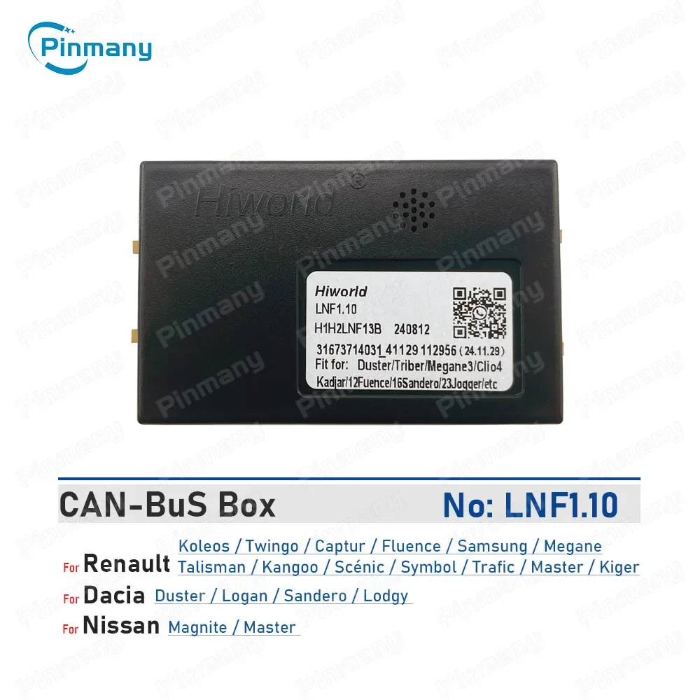 for Renault Koleos Twingo Captur Fluence Duster Logan Sandero Lodgy Nissan Magnite Master Car Radio CAN Bus adapter Hiworld LNF1