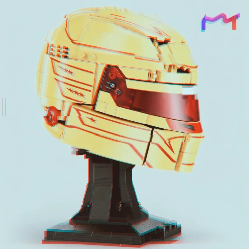 2026 New Collectible Racing Helmet Sculpture Building Blocks, 884pcs Detailed Assembling Set For Motor Lover Collection