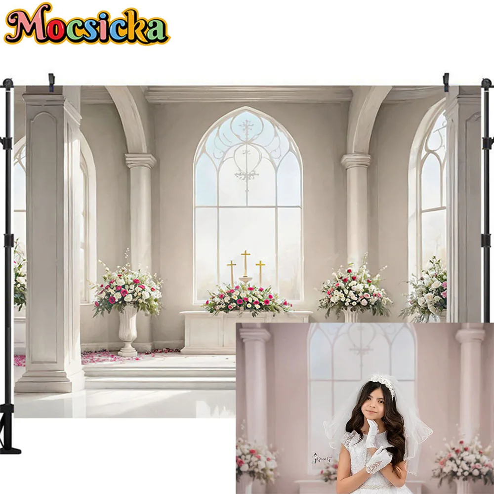 Hochzeit Kirche Fotografie Hintergrund Mutterschaft Porträt Shooting Hintergrund weißen Raum Vorhänge Blumen Fotostudio Fototermin