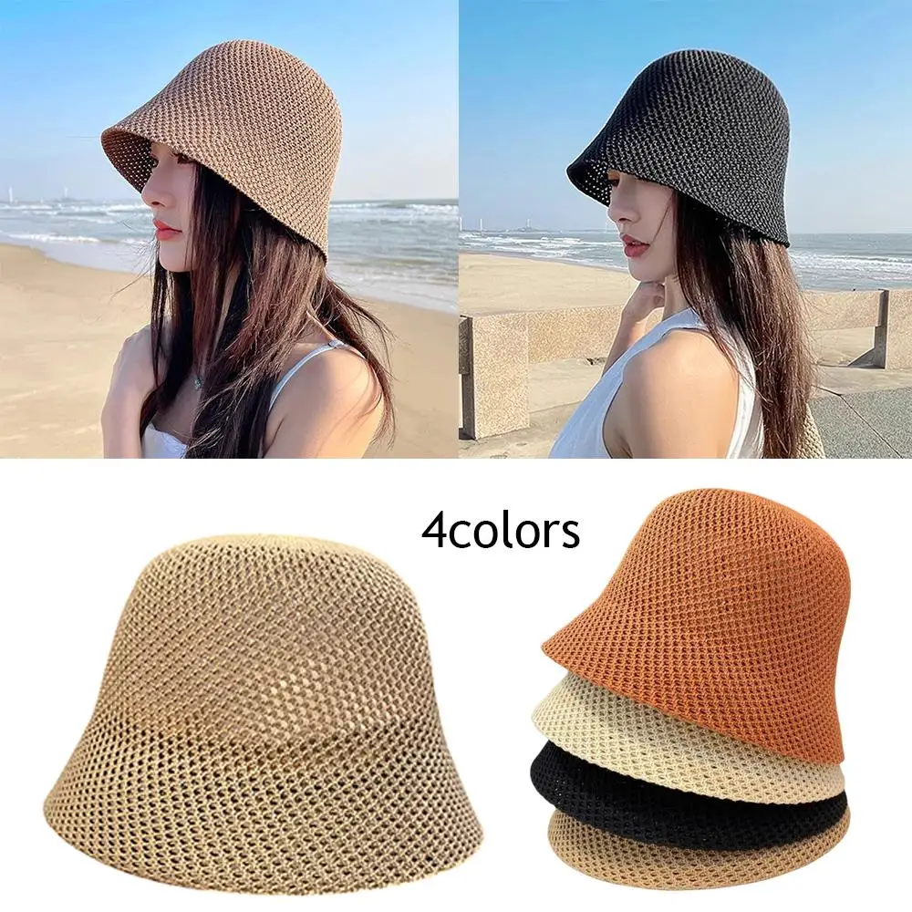 

Beach Korean Bucket Hat Summer Women Visor Bucket Hat Fisherman Hat Hand Weaving Panama Girl Fishing Chapeau Sun Hats Tool