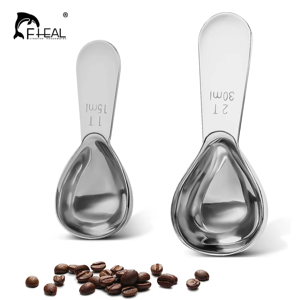 FHEAL Durable Stainless Steel Coffee Scoops Milk Powder Sugar Measuring Spoon Tablespoon for Kitchen Coffee Accessories 15/30ml