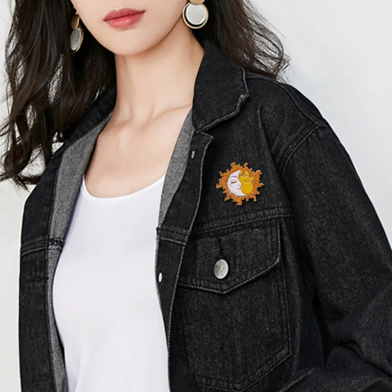 Union of Opposites Sun & Moon Kiss Face Badge Yin Yang Male Female Artistic Brooch Psychedelic Celestial Party Accessories image 5