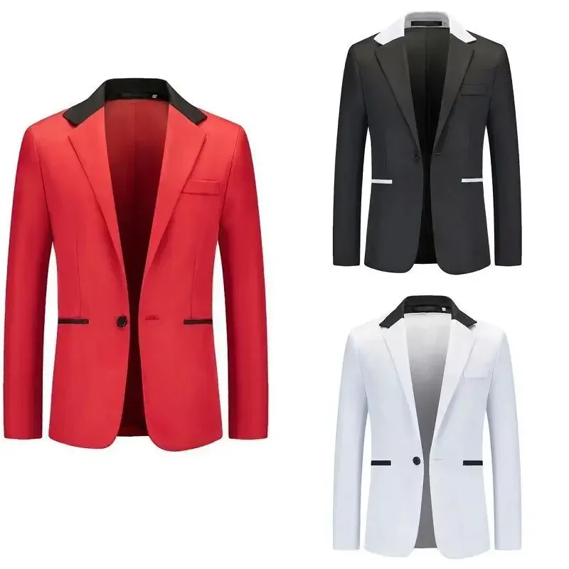 

Spring and Autumn New European and American Men's Fashion Color Matching Suit Men's Single Breasted Casual Suit Coat