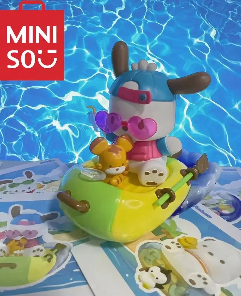 Sanrio Pochacco Holiday Beach Series Cute Anime Figure Mystery Box Blind Box Pvc Figures Ornaments Peripheral Doll Kids Toy Gift