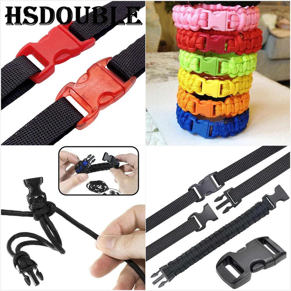 30Pcs/Pack 10mm Side Release Buckle Curved Parachute 550 Paracord Bracelet Clip Cat Collar Strap Webbing Backpack DIY Accessorie