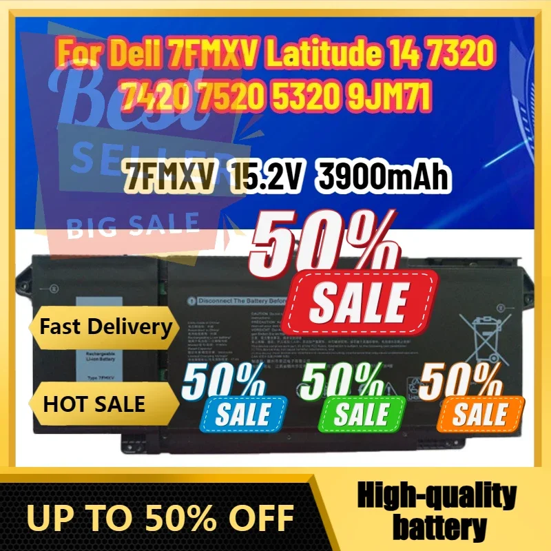 【توصيل سريع 】جديد 7FMXV مناسب لبطارية الكمبيوتر المحمول Dell Latitude 14 7320 7420 7520 5320 9JM71