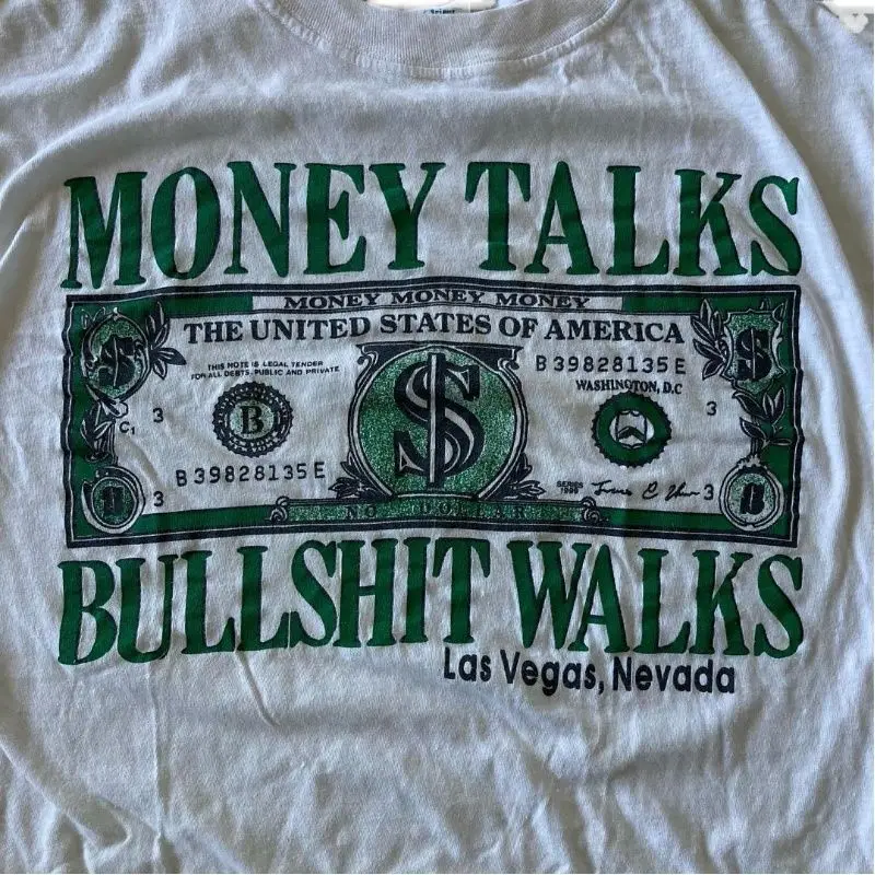 تي شيرت American Money Forever Retro بأكمام قصيرة Amis Kaki أبيض كبير برقبة دائرية للرجال والنساء، تي شيرت بنصف كم من العلامة التجارية العصرية