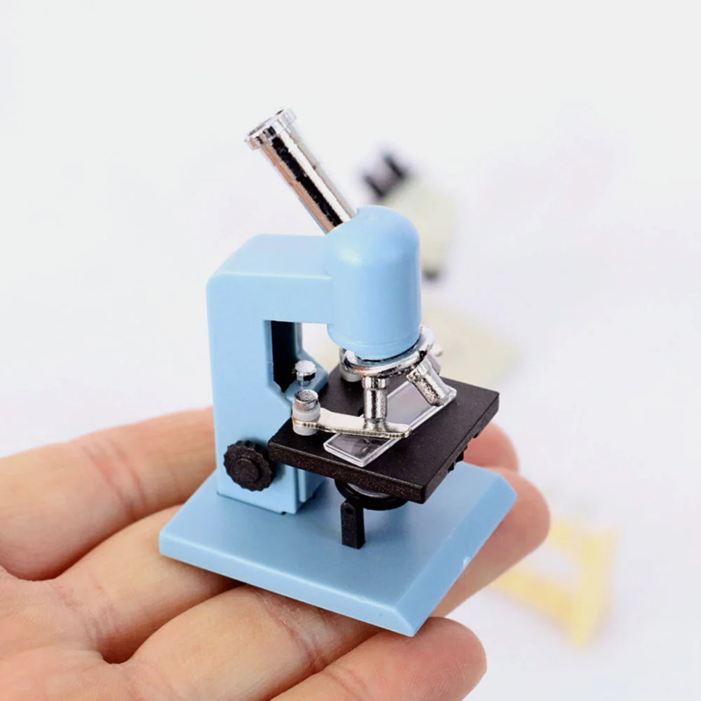 2 Pcs Miniature Microscope Model Plastic Dollhouse Accessories Shallow White Kids Pretend Play Scene Decor