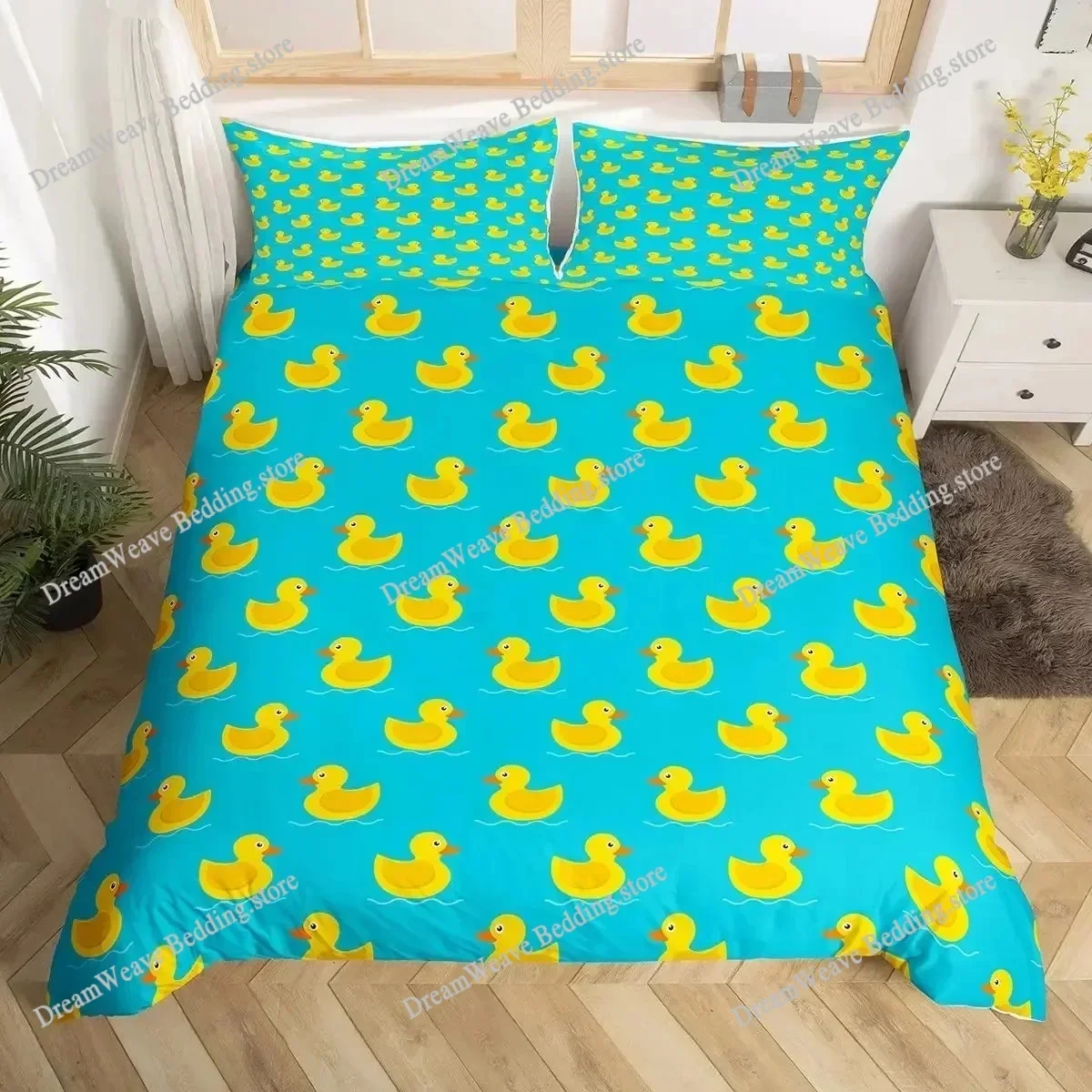 Animal  Colorful Duck Bedding Set Kids Ducks Duvet Cover Set Graffiti Rustic Comforter Cover Farmhouse Quilt Cover Luxury GiftFQ
