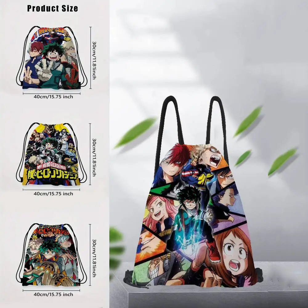 Bolsa con cordón de Manga My Hero Academia, bolsa de gimnasio, mochila para mujer, bolsa de compras portátil, bolsa de zapatos escolares de moda para niña