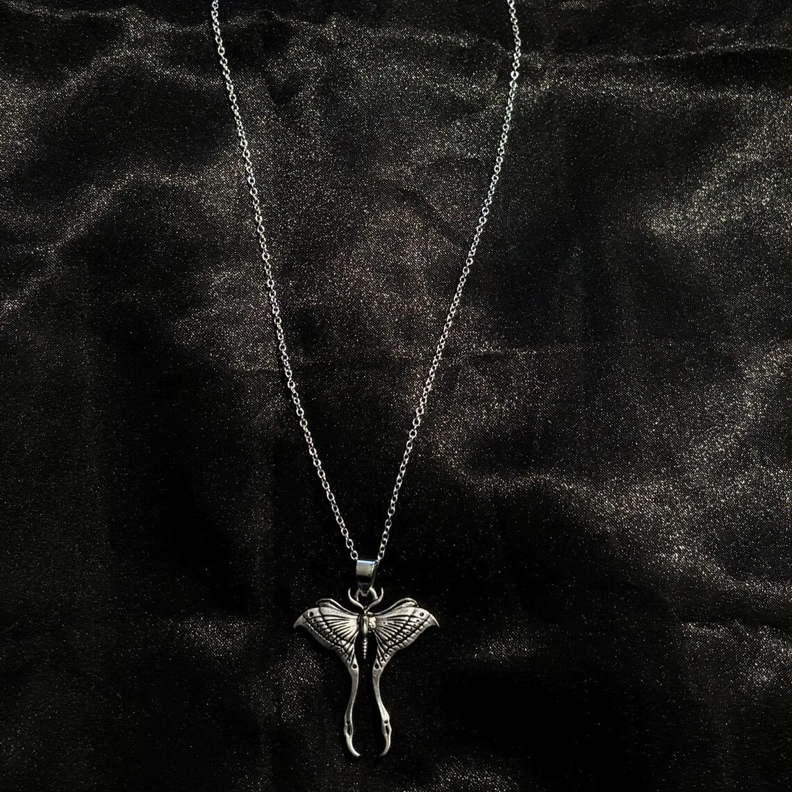 Vintage Moth necklace,Gothic jewelry,witchcraft accessories,mysterious,insects,pagan,butterflies,engraved,Choker for Women Girls