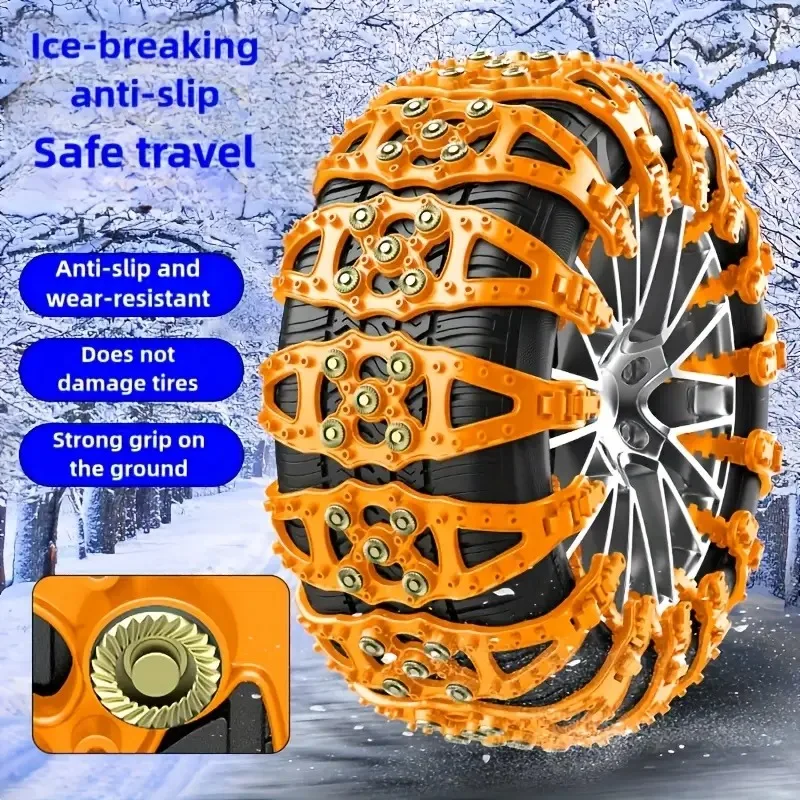 Heavy Duty Anti-Skid Chain for Car SUV Steel Tire Traction Snow Chains with Fishbone Design Quick Install for Winter Snow