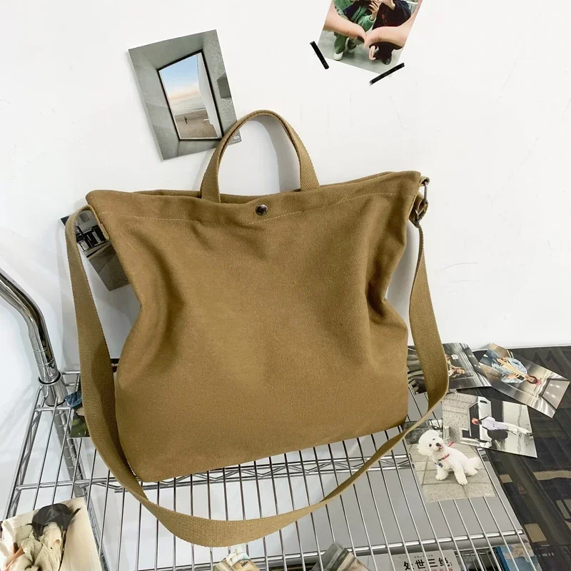 2024 Large Capacity Canvas Hot Selling Crossbody Bag Hasp Solid Color Fashion Handbag Soft Simple Versatile Shoulder Bag