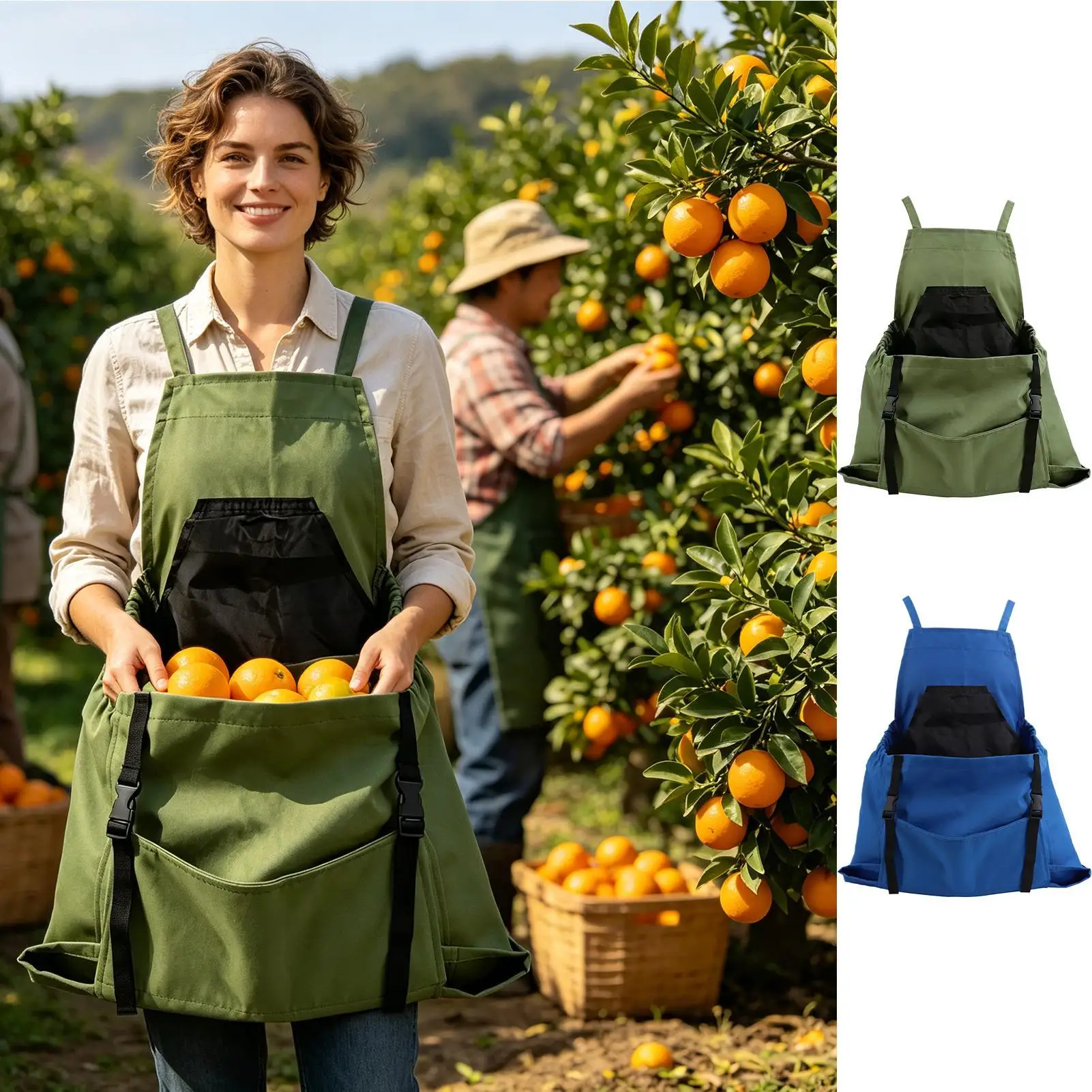 

Gardening Apron With Quick Release Pockets Outdoor Harvest Apron Waterproof Oxford Cloth Picking Apron For Harvesting
