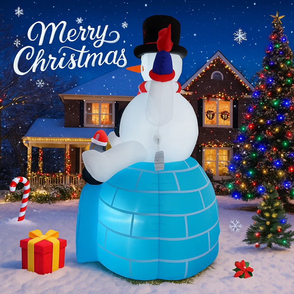 5.91FT LED Lit Home Decor Ornament Xmas Yard Decoration Inflatable Snowman Penguin Igloo Toy Festive Gift Christmas Supplies