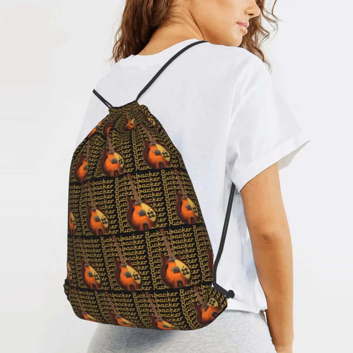 

RICKENBACKER Text Backpacks Casual Drawstring Bags Shoes Bag Book Bags for Travel Students