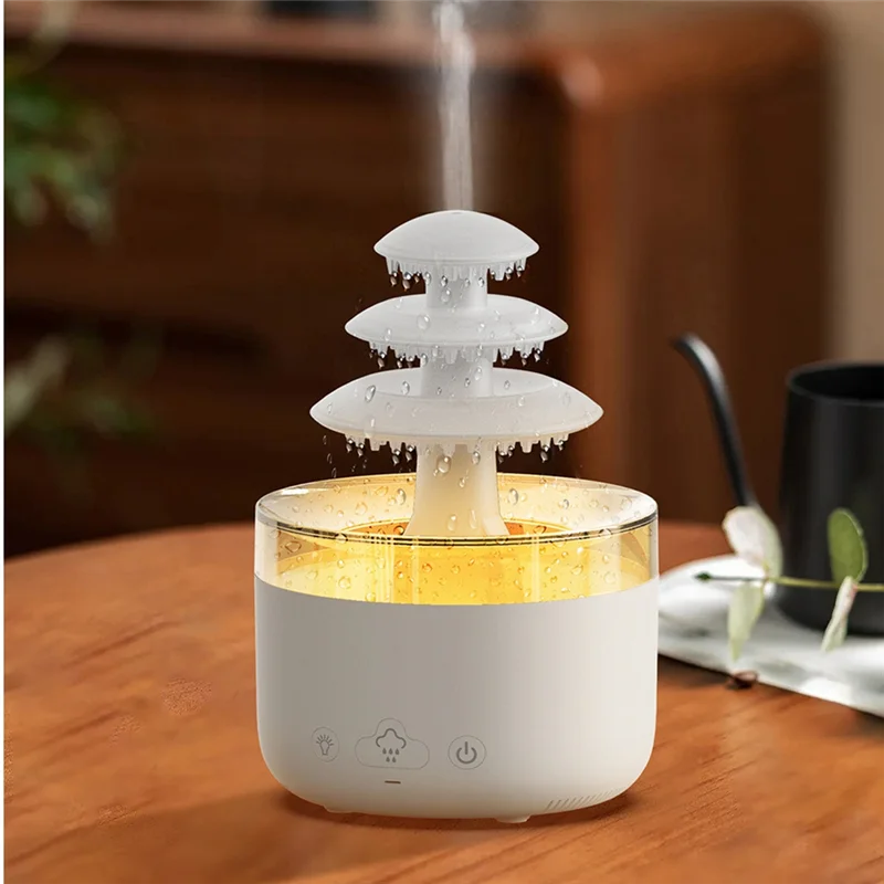 ABLU-Relax Cloud Rain Diffuser Humidifier Raindrop Aromatherapy Ultrasonic Atomization Humidification Colorful Lamp US Plug