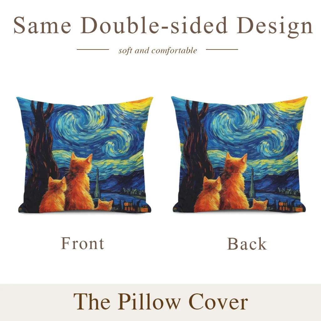 Pillow Cushion Case  Dakimakura Cover Cat van Gogh Decorative Sleeping