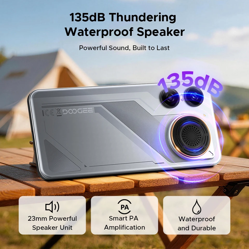 DOOGEE M30 Ai Smartphone 6.88" IP68 Waterproof Android 16 8000mAh Battery 48GB RAM (6+42) 256GB ROM 64MP Camera Widevine L1 Google Pay Supports with 135dB Large Amplitude Speaker