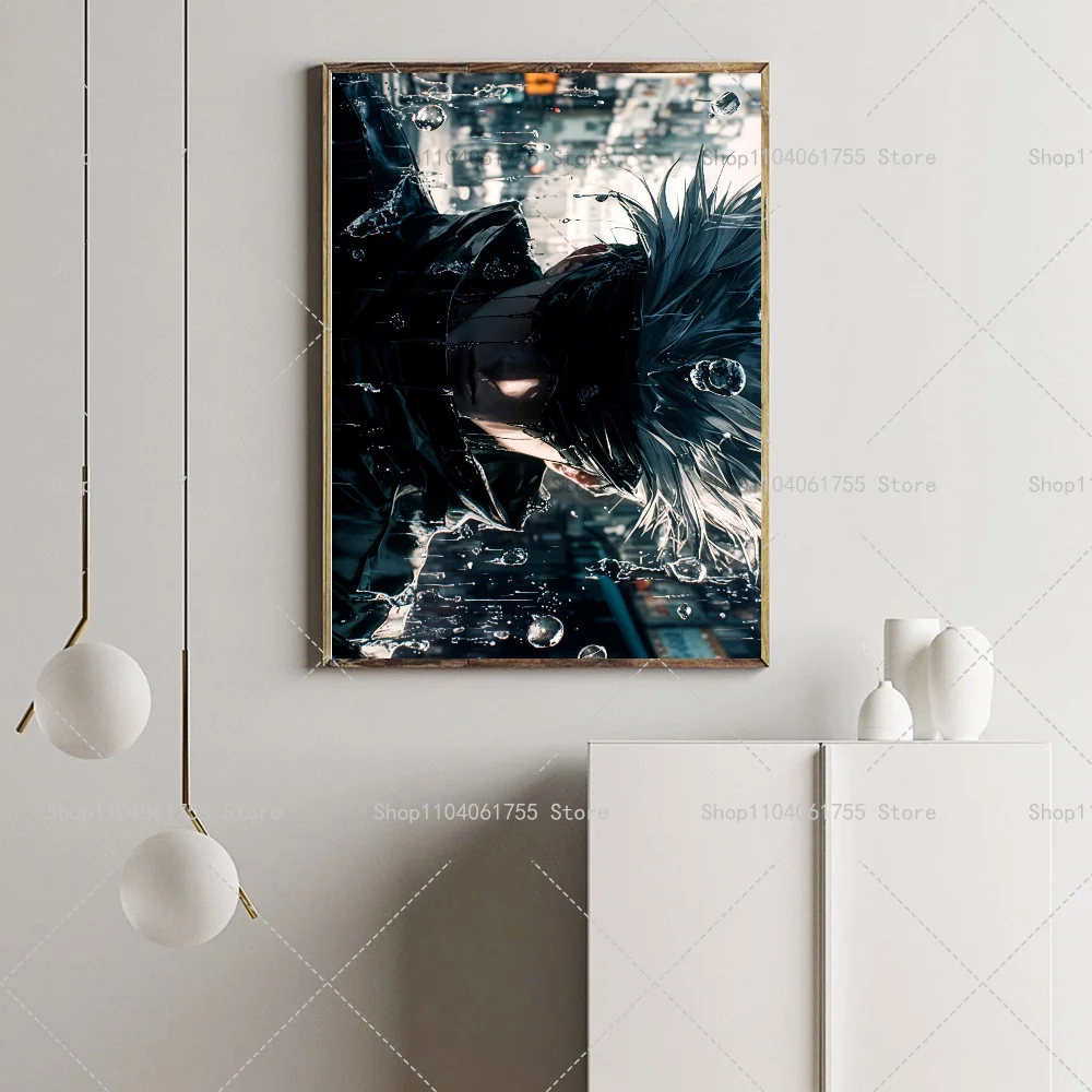 Anime Gojo Satoru Role Poster Self-adhesive Art Waterproof Paper Sticker Coffee House Bar Room Wall Decor
