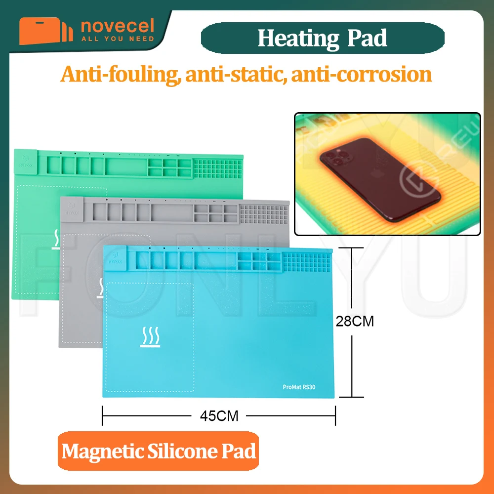 

REFOX ProMat RS30 Heating Silicone Pad Phone Tablet Repair Tools For Apple Watch Maintance High-temperature Insulating Refurbish